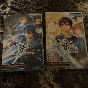 Sword art online  - Ettan och tvåan av böckerna sword art online. Men får bara köpa tvåan ensam men om man vill endast ah ettan får man också köpa tvåan. 60kr styck båda för 180kr