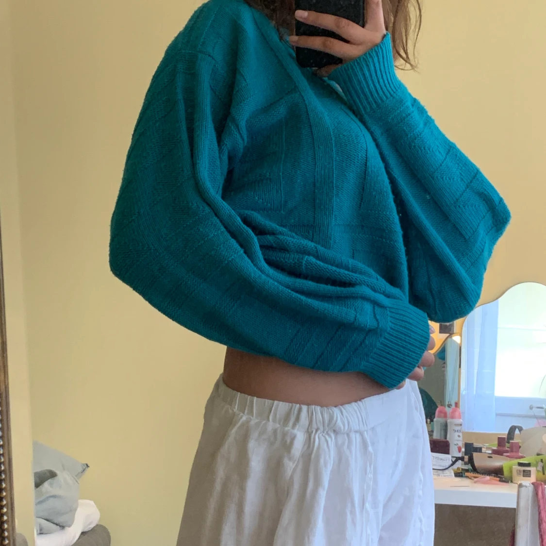 Turkos/blå tjocktröja! - 90