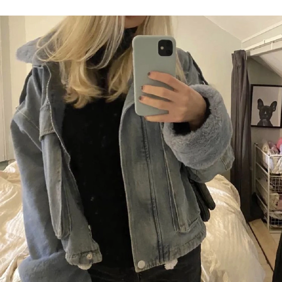 Jeans jacka med päls - 90