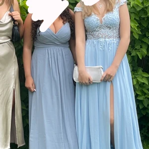 Balklänning - Hej, säljer min jätte fina ljus blåa balklänning. Jag är 166 cm lång och klänningen var lite för lång för mig så tips att klippa längden hos en skräddare om ni är kortare än mig. Storleken är 36. Säljer för 1000kr, pris kan diskuteras o sänkas bara skriv