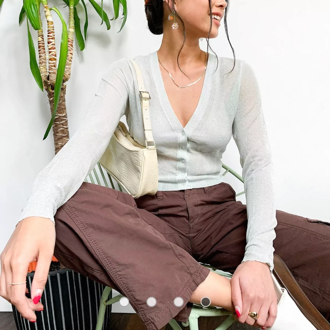 Tunn grönglittrig kofta  - 91