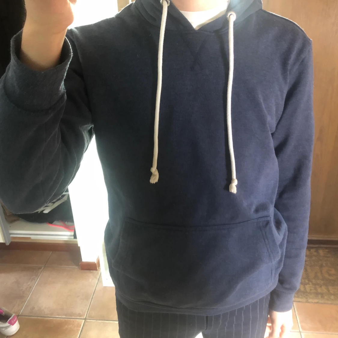 Blå hoodie - 90