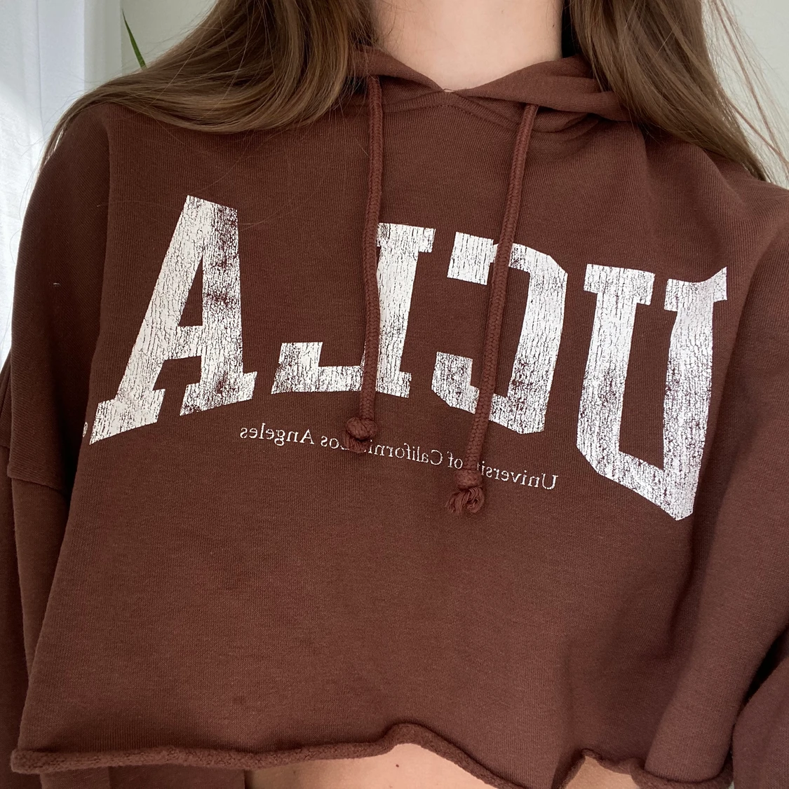 Brun croppad hoodie - 90