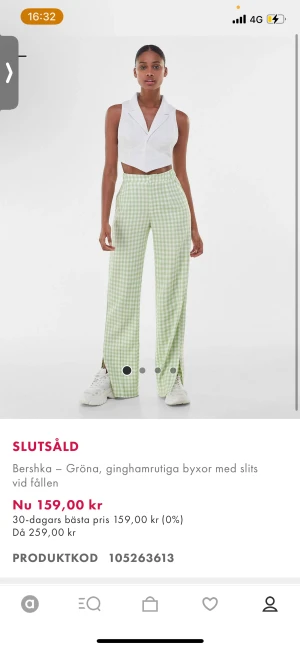 Jättesöta byxor från Bershka!! - Rutiga kostymbyxor i ljusgrönt! Använda 1 gång. 