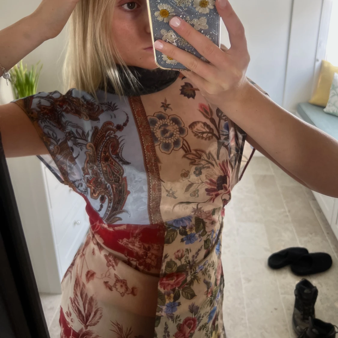 Backless patchwork blus