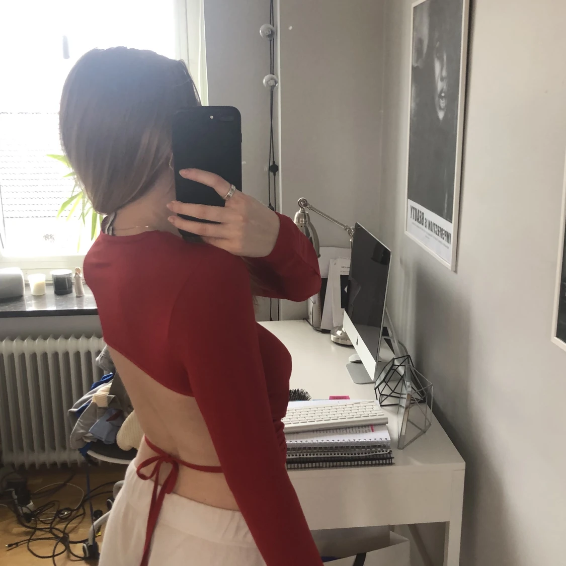 Röd långärmad tröja  - 90