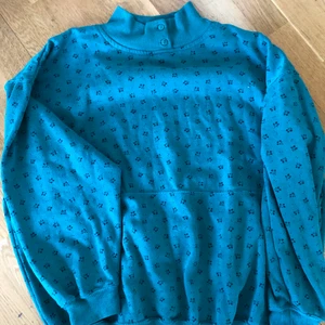 Grön/turkos tröja med lite polokrage - Jättefin tröja köpt på beyond retro för något år sedan. Färgen syns tydligare på bild 2. Jättefin till sommarkvällar osv! Fraktar och kan mötas i Stockholm!