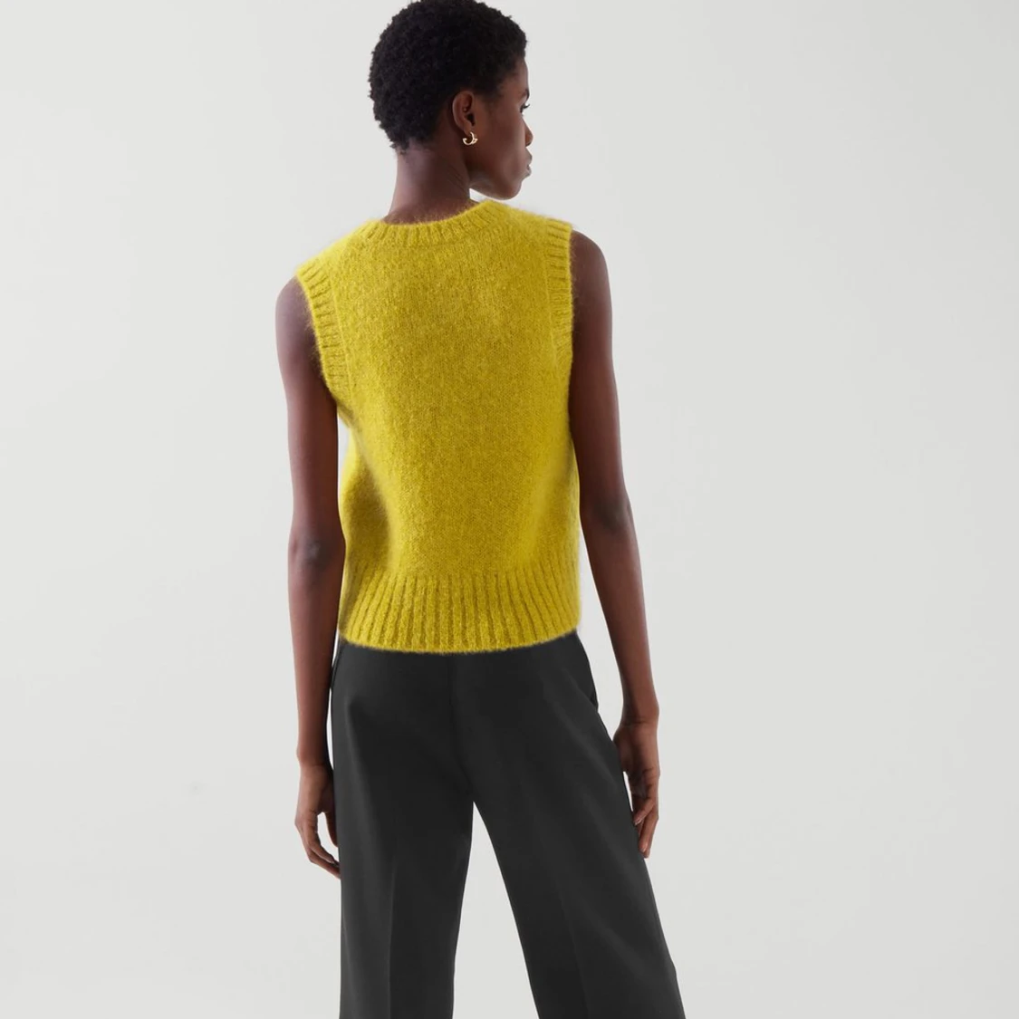 Mohair Knitted Cropped Vest Yellow  - 90