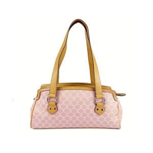 Vintage Y2K 90s 00s Nine West shoulder baguette bag in pink and tan. Faux leather details, textile body. Barely visible signs of wear if any. Width: 35 cm, side: 13 cm, height (no handle): 18 cm, height (with handle): 42 cm, handle: 61 cm. No returns.