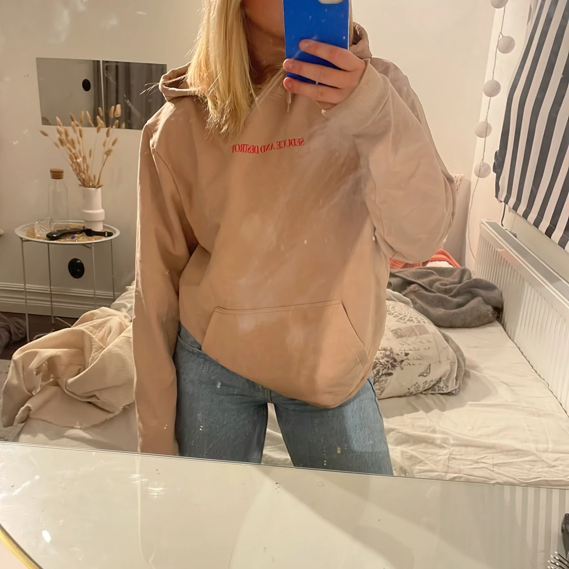 Beige/brun hoodie