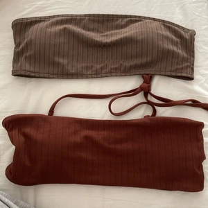 Två nya bikini toppar från SHEIN  - Säljer dessa två helt nya bikini toppar från SHEIN pågrund av de inte passade mig, den grå/grön färg utan strips och den andra brun-nude färg med super fin rygg detalj och den har en strip som man kan ta av om man så vill.