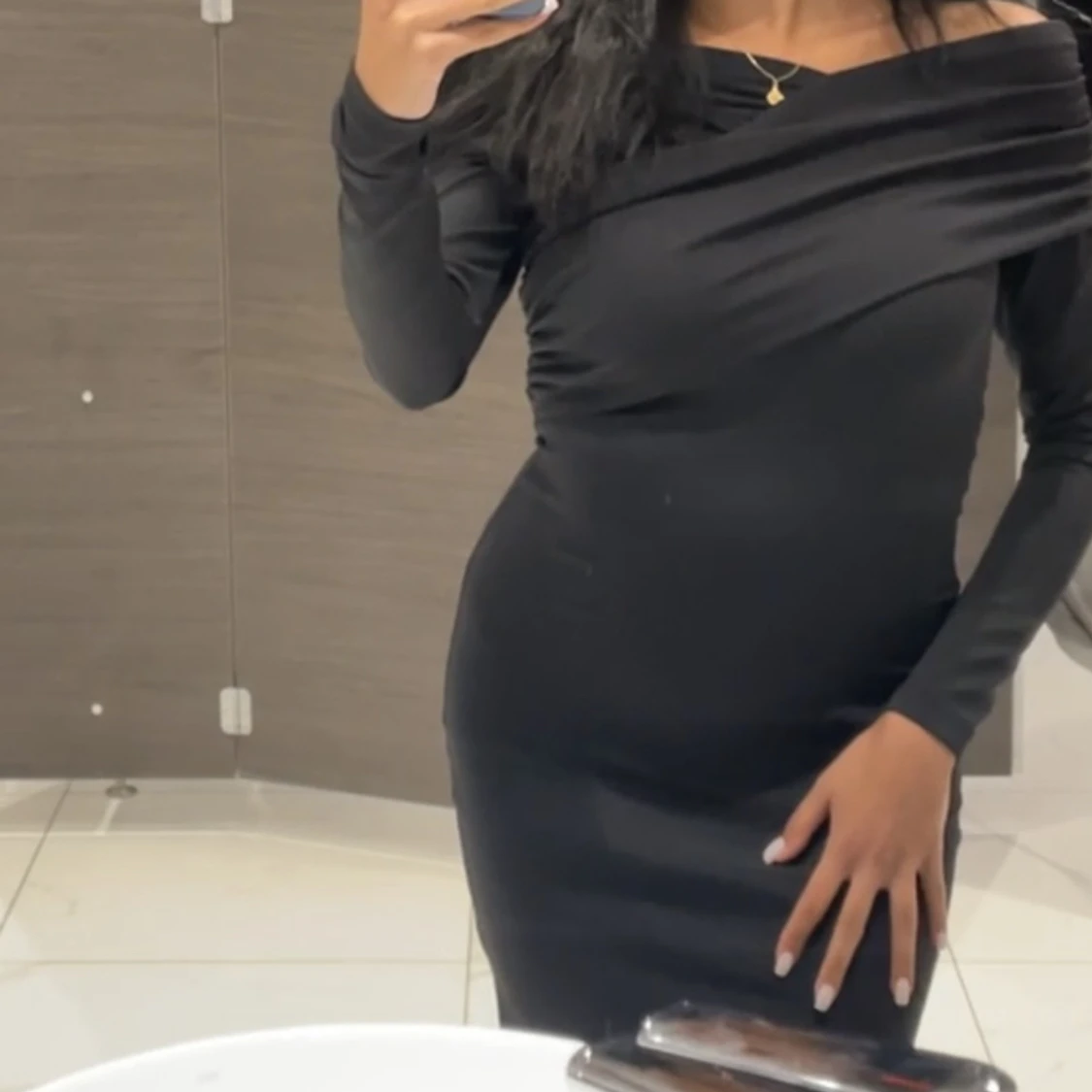 Marinblå/svart festklänning - 90