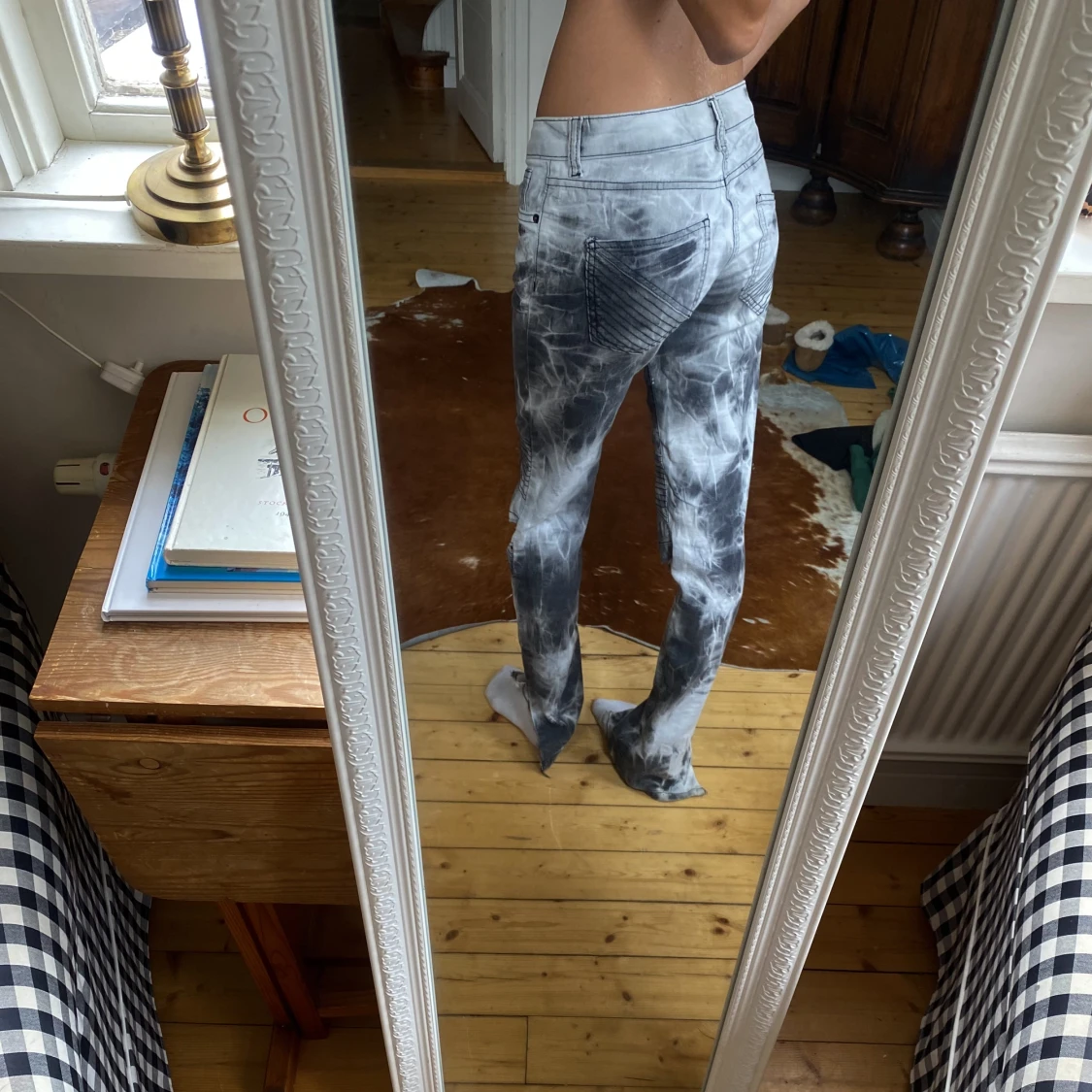 Grå melerade jeans - 90