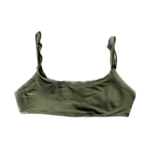 Grön bikiniöverdel - Grön bikiniöverdel som har blivit för liten för mig. Köpt i Australien för något år sedan på Cotton on body. Den är lite sliten på framsidan men märks inte tydligt. Säljer för 50kr + frakt