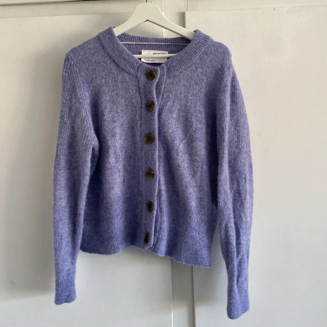 Blålila stickad kofta - 90