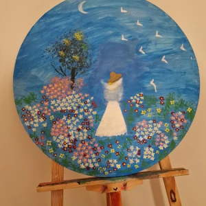 Handmålad bild - Den är handmålad. Diametern är 60 cm.