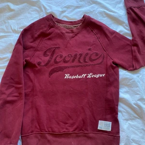 Iconic sport collegetröja  - Lite solblekt vintage röd collegetröja