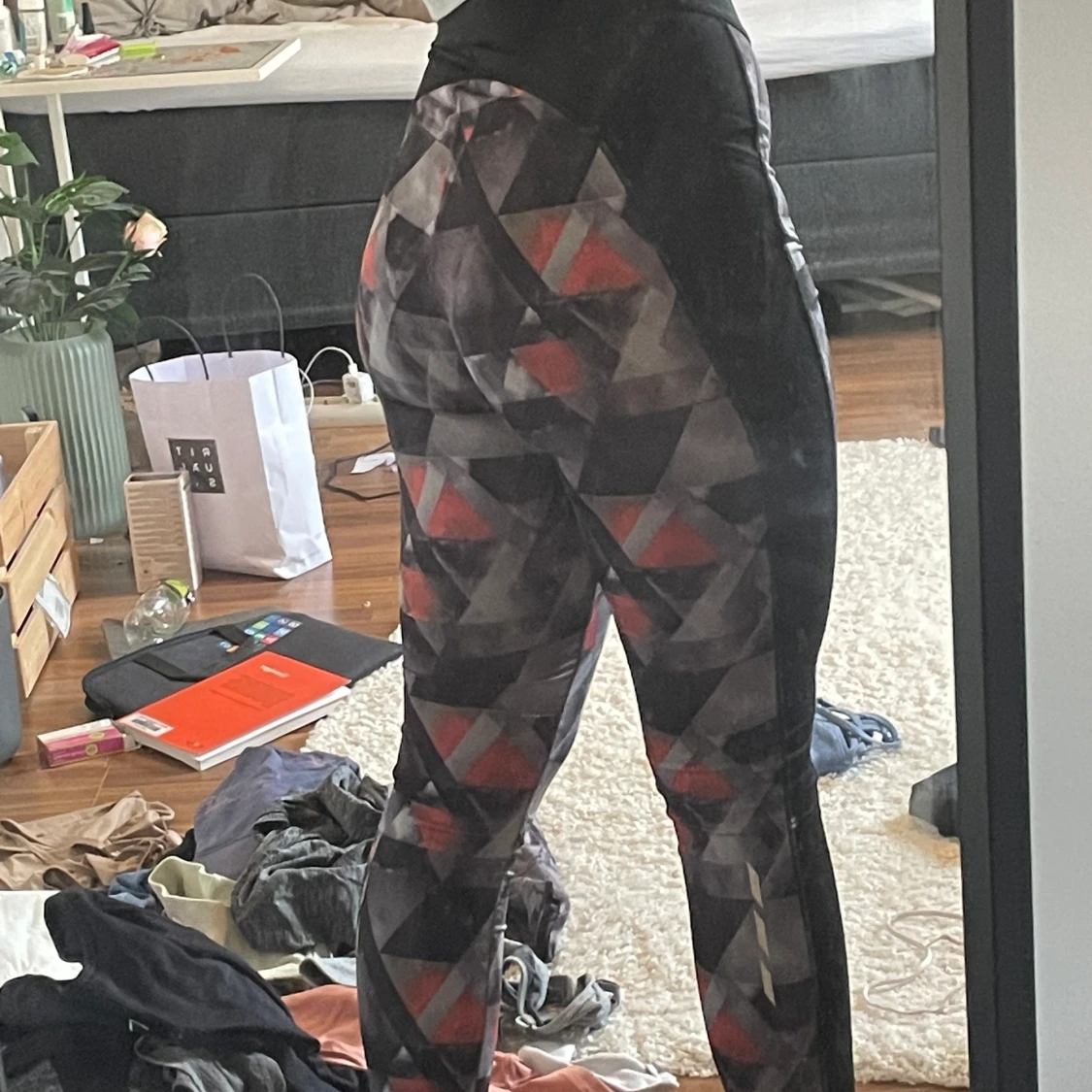 Grå/svart/rosa träningstights  - 90