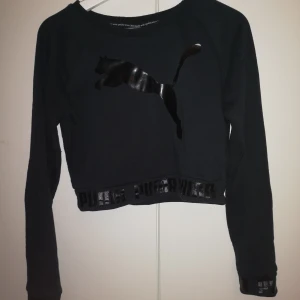 Puma tjocktröja - Croppad pumatröja. Puma som står vid midja och ärmslut går hela vägen runt. Bra skick - märket ser ut som nytt. För storlek se sista bild. 