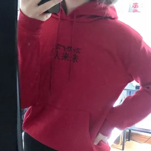 Röd hoodie  - (HÄLFTEN AV PENGARNA GÅR TILL CANCERFONDEN) Super skön och cool hoodie köpt från Shein. Aldrig använd.  Frakten ingår i priset!
