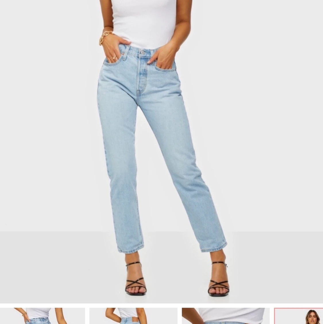 Levis 501 cropped blå