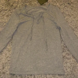 Fin ribbad grå långtröja - En oanvänd Grå ribbad tröja. Jättefin och aldrig använd. Köptes utomlands och säljs nu pågrund av att den inte är min stil