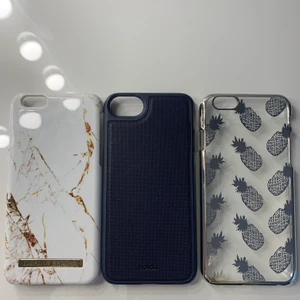 Mobilskal till iPhone 6 - Vänster: Idealofsweden mobilskal iPhone 6 80kr               Mitten: Holdit mobilskal iPhone 6 50kr                                     Höger: Mobilskal med ananasmönster 20kr                               Alla skalen är i bra skick