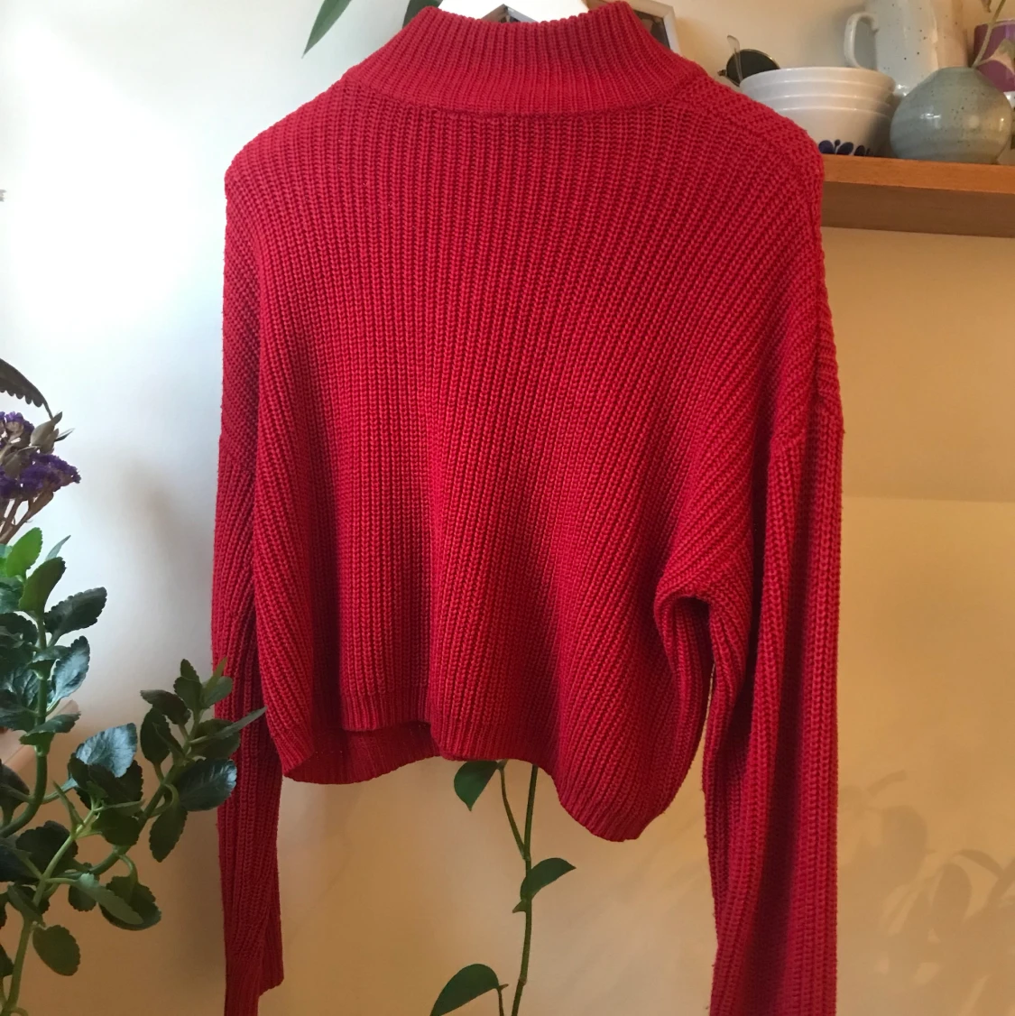 Röd Stickad Tröja med Dragkedja H&M - 91