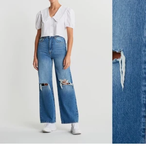 Jeans-Gina tricot - Säljer mina helt oanvända jeans från gina tricot (Idun wide jeans) då de inte riktigt var min stil. Ny pris 599kr jag säljer de för 400kr. Storlek 36💙