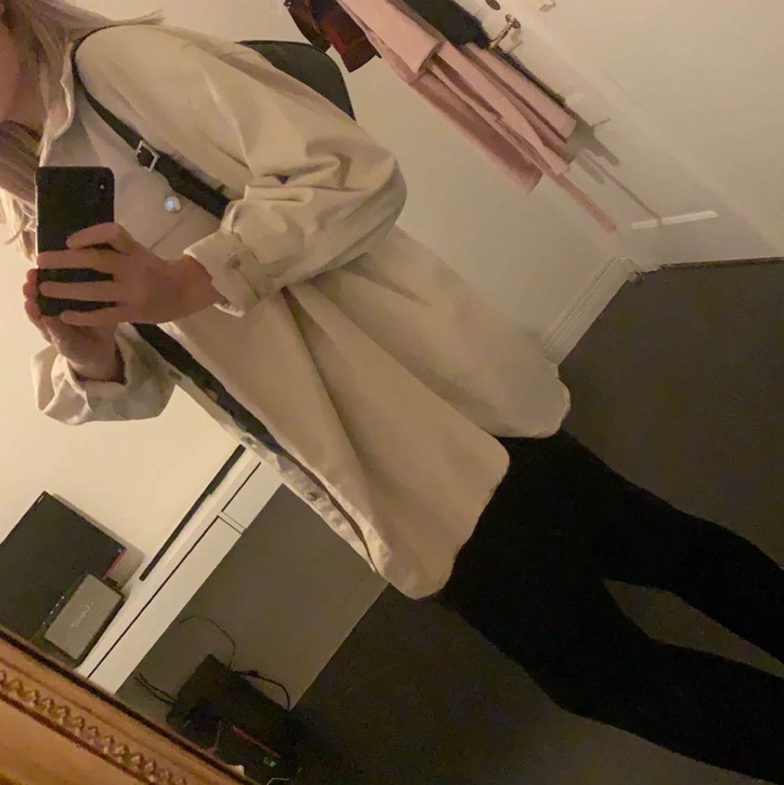 Oversized beige jeans jacka