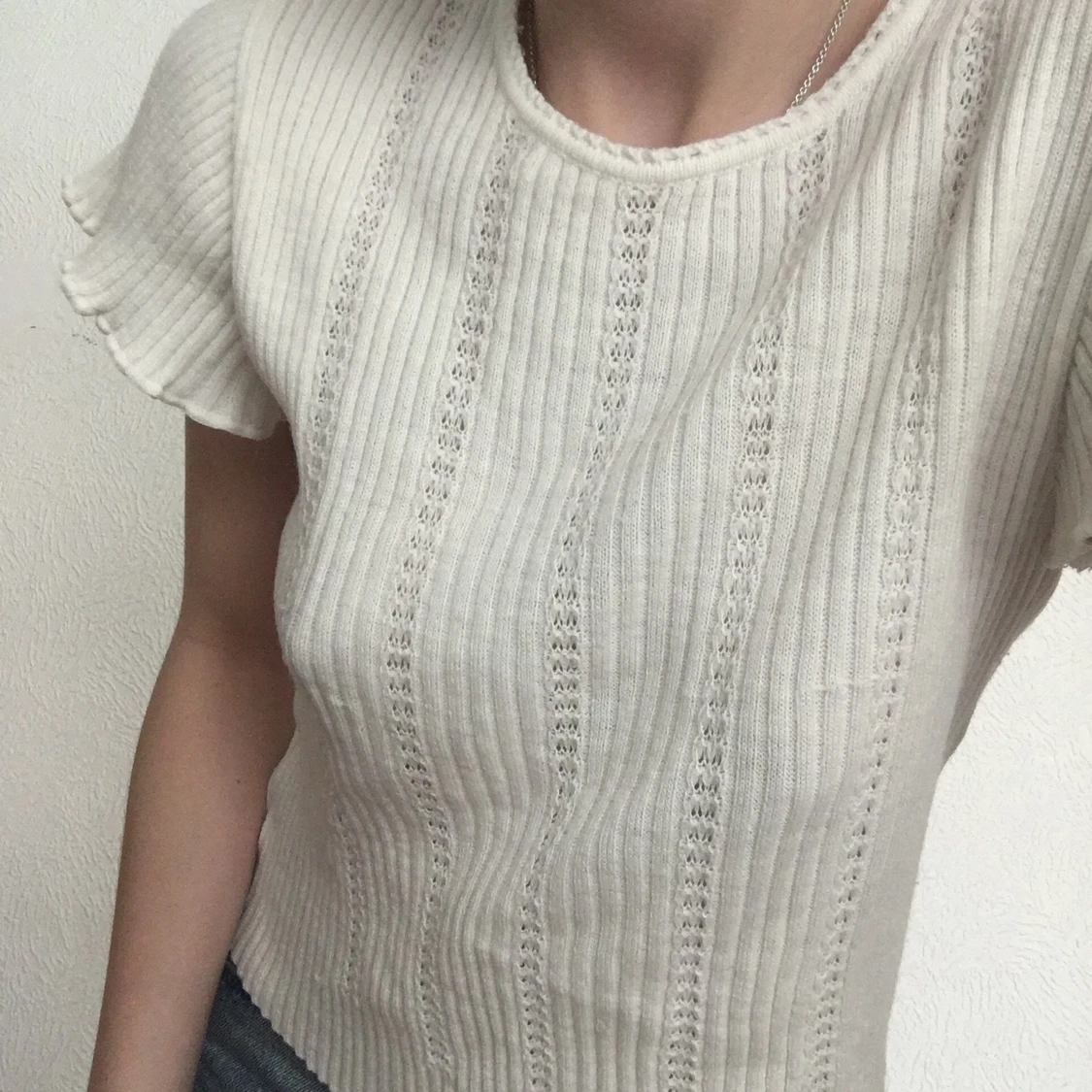 Vit kortärmad blus - 91