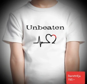 Unbeaten  - Barn t-shirt med egendesignat tryck. Ny ej begagnad. 