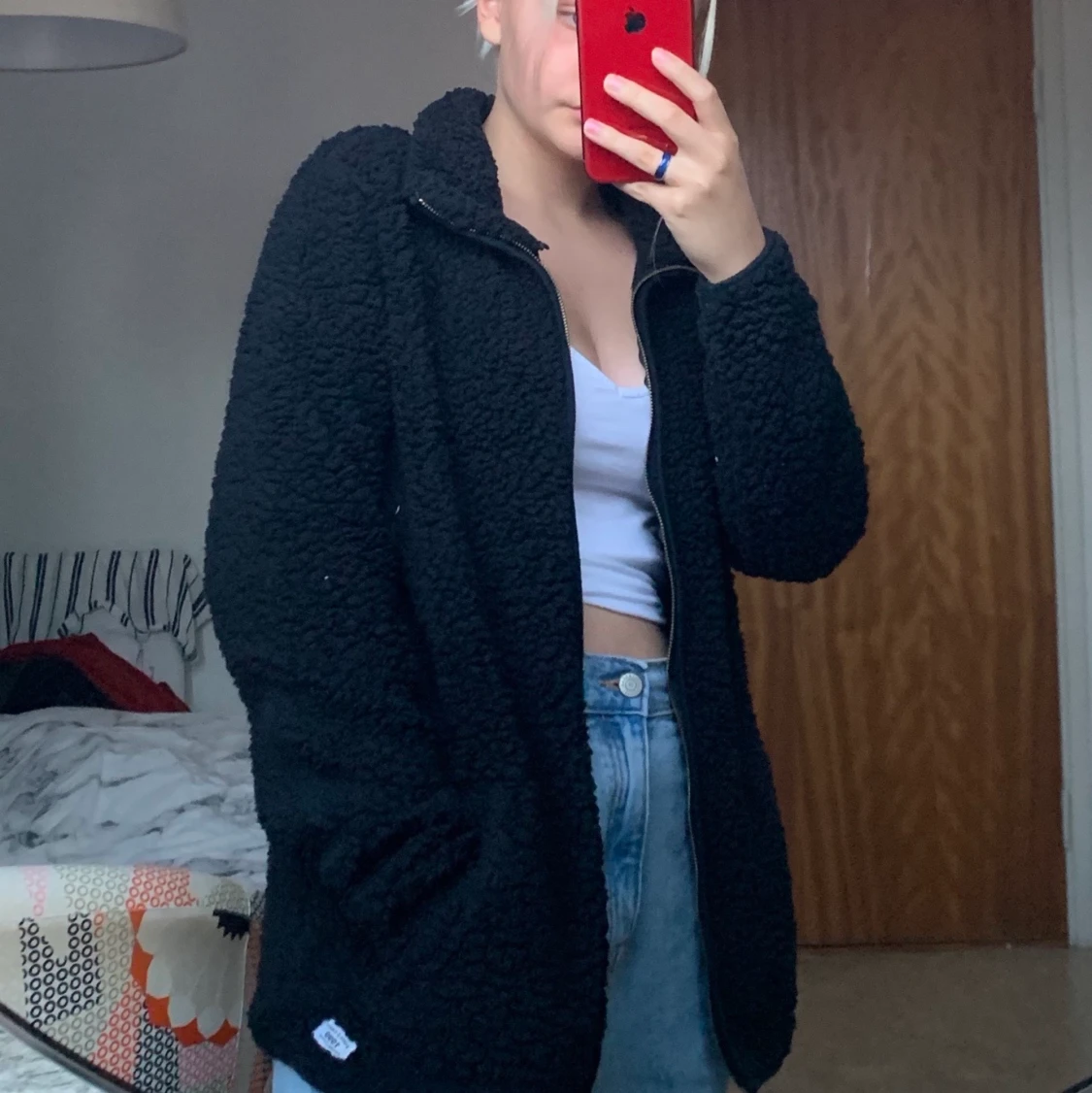 Svart teddy jacka 