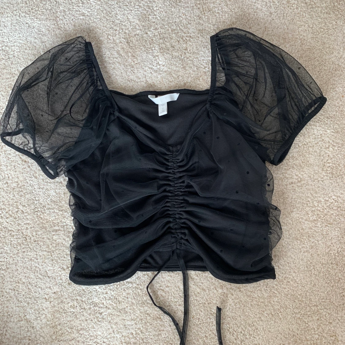 Snygg topp med puffärm, Strl XS/S