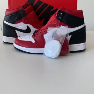 Jordan 1 high satin red snake skin  - Jordan 1 high satin red snake skin.                                            Storlek US 8,5W / EU40                                                               Pris 2499 exklusive frakt.                                                         10/10 dswt