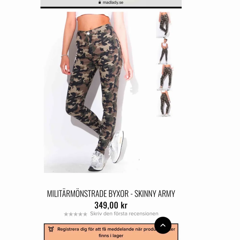 Skinny Army jeans från Madlady storlek: xs. Helt nya, endast testade. Säljer dom pågrund av att dom inte passar mig. Finns ej att köpa längre men nypriset var 349kr. Tar betalt via Swish. Kontakta mig om du har fler frågor.💞. Jeans & Byxor.