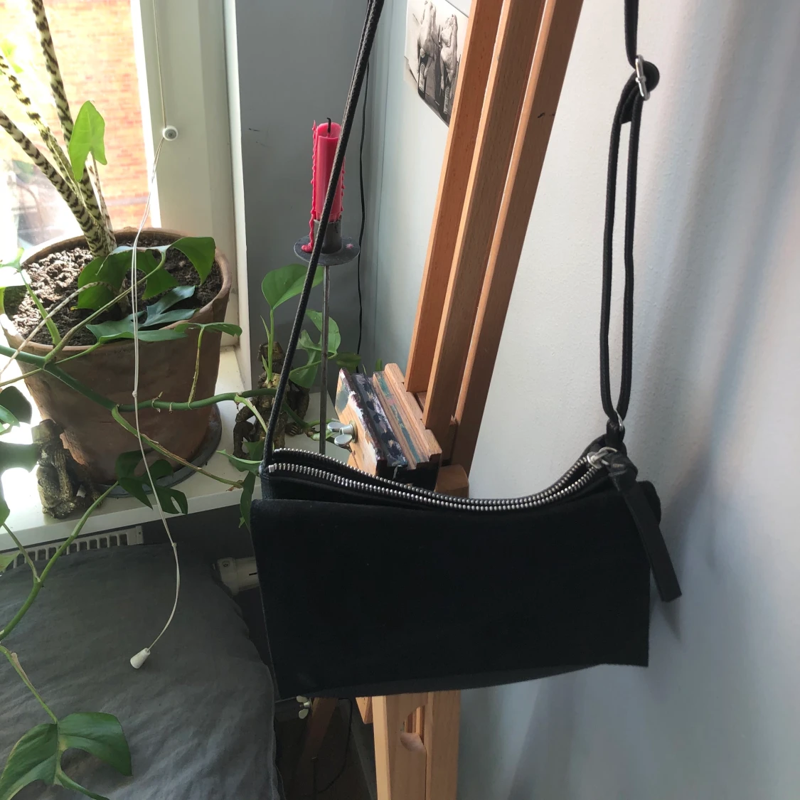 handväska i läder&mocka - 90