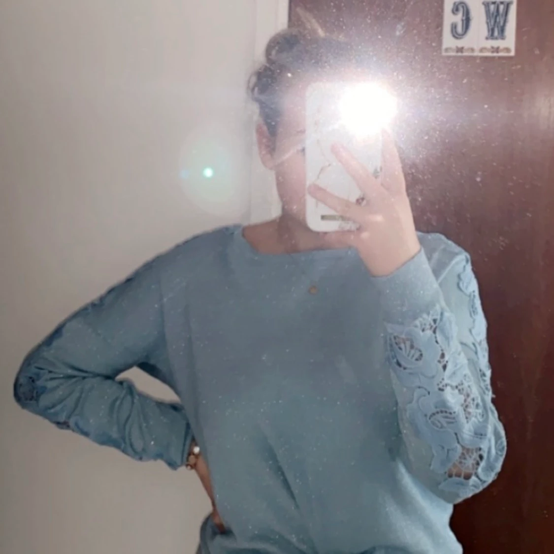 Babyblå Stickad tröja🦋