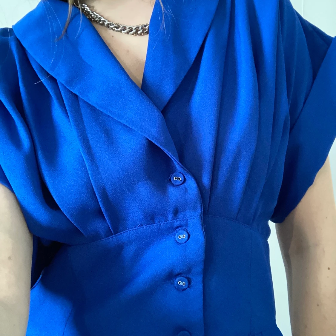 Klarblå festklänning - 90