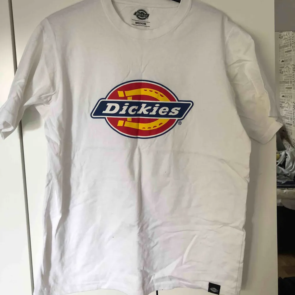 En vit dickies tröja köpt på urban outfitters för 300kr innan sommarn. Använd max 5 ggr.  Kan mötas upp i sthlm eller frakta.. T-shirts.