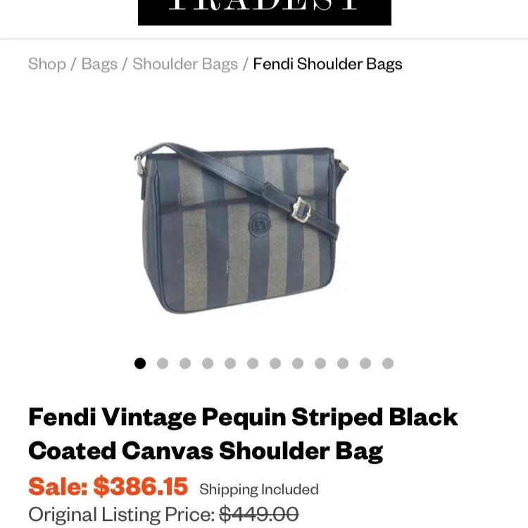 Äkta Fendi vintage Prquin Striped Black coated shoder bag mått 10