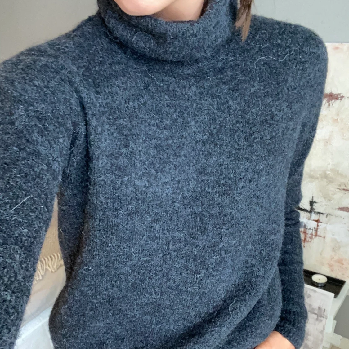 Stickad tröja med polokrage - 91