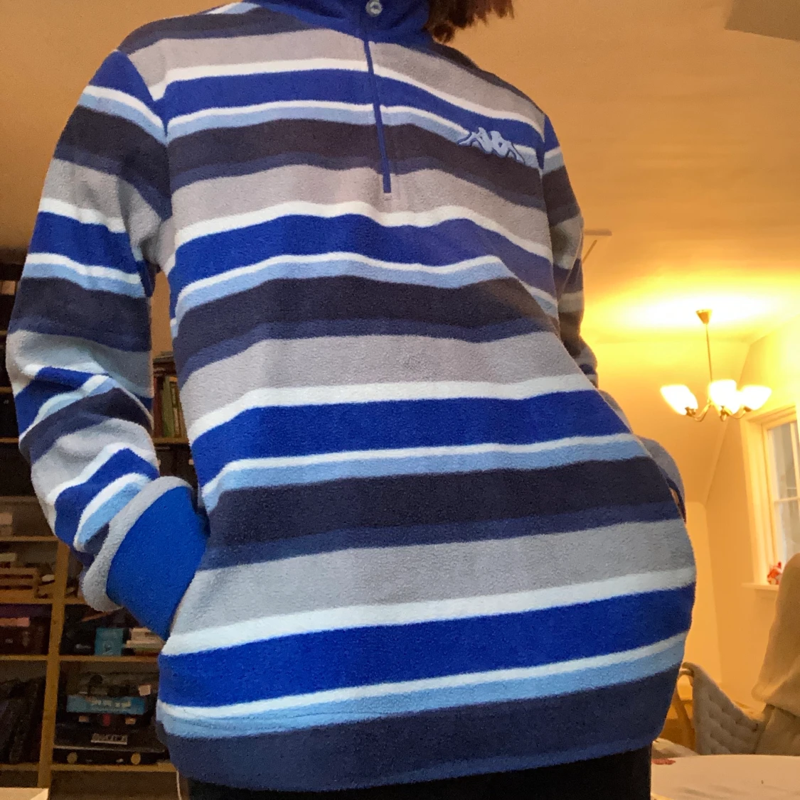 Randig fleectröja - 90