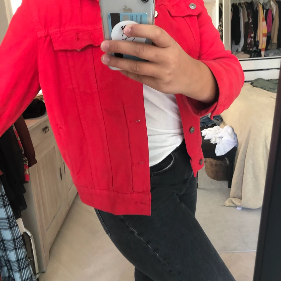 Oversized röd jeansjacka - 90