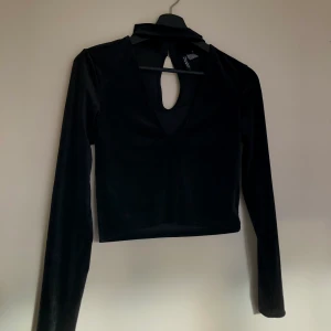 Tröja från Divided - Svart sammetströja från Divided. Tröjan är storlek S och är ganska croppad i designen!
