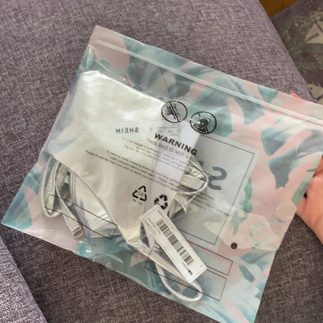 Silvrig triangelbikini - 90