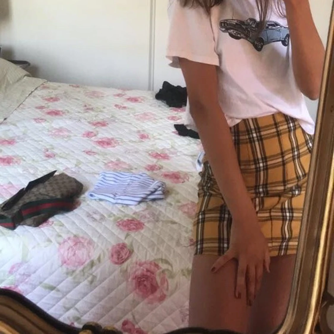 Stradivarius - gul rutig kjol