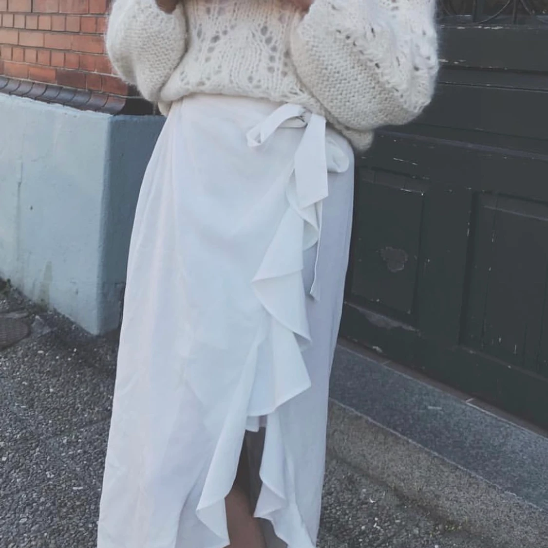 AFJxNA-KD vit långkjol med slits - 90