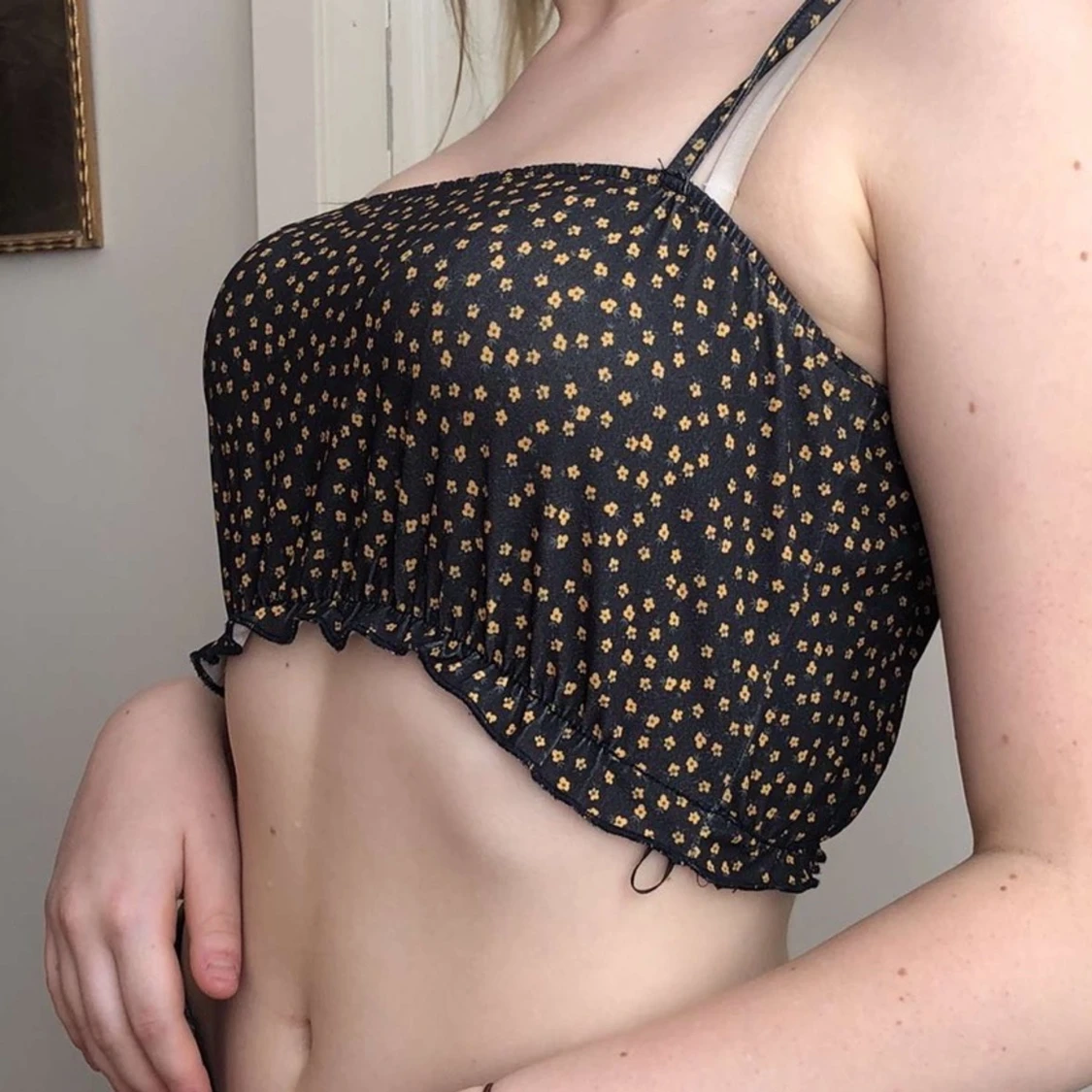 Blommigt croppat linne  - 90