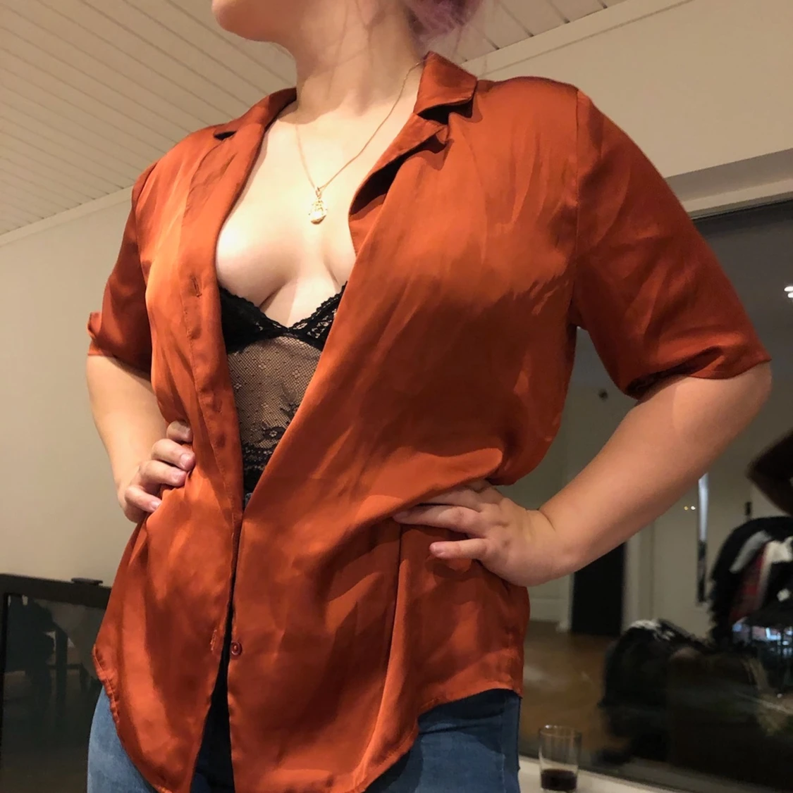 Skjorta Ginatricot orange siden st 44